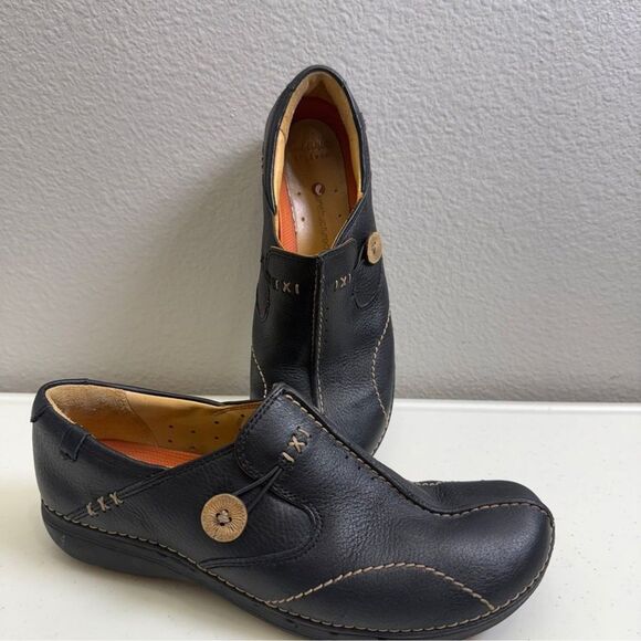 Clarks Womens Shoes Size 8 Shoes Leather Black Unloop Removable Comfy $120 msrp - Picture 9 of 9